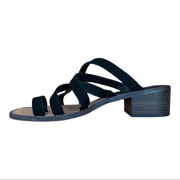 Splendid Women's Stevie Strappy Toe Loop Sandals Heels Suede Summer Black 8.5 - Picture 10 of 12